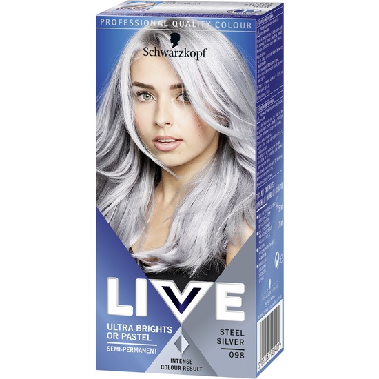 Schwarzkopf LIVE Color Hårfärg Ultra Brights or Pastel 98 Steel Silver