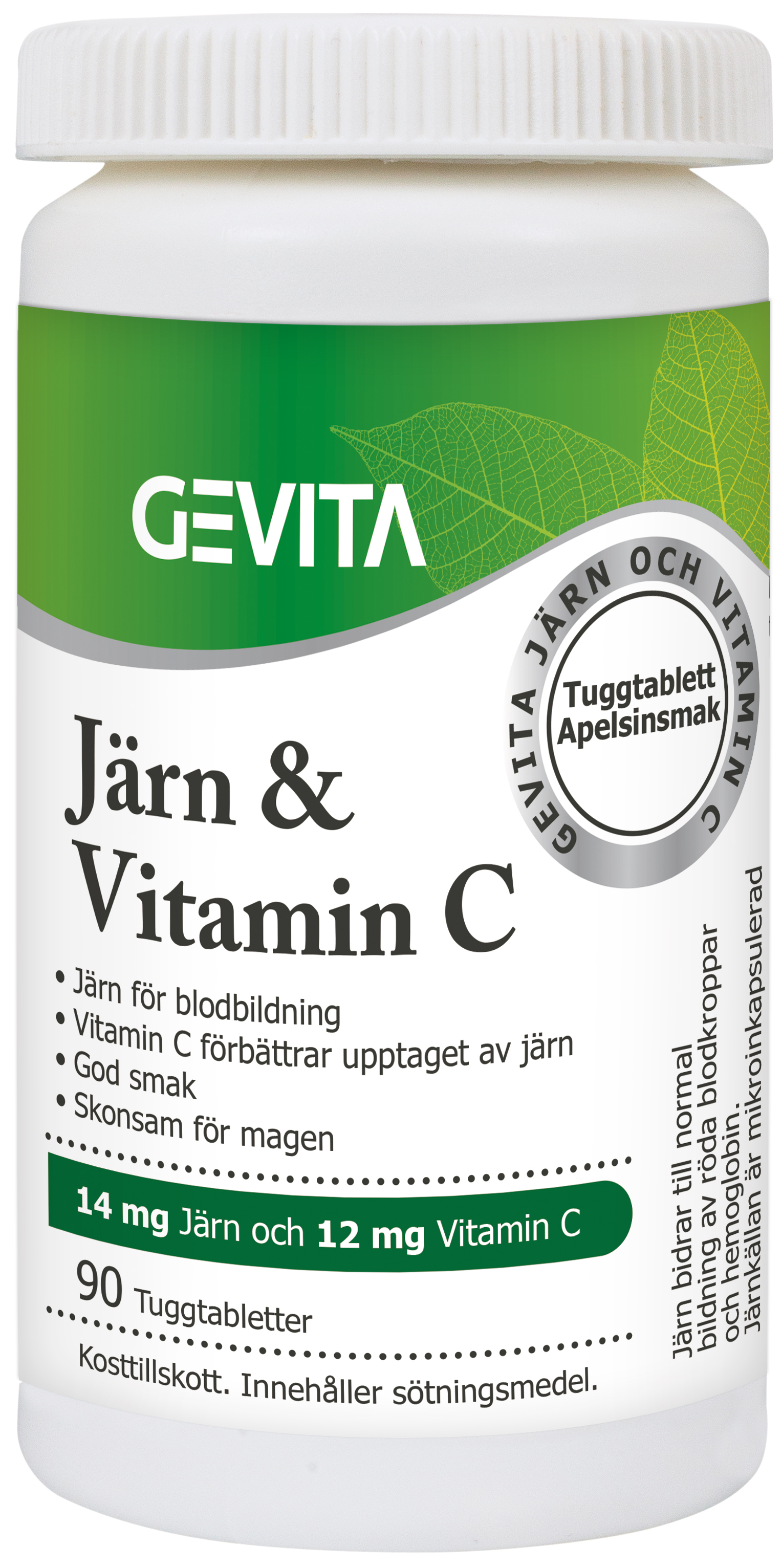 Gevita Järn & Vitamin C 90 Tuggtabletter