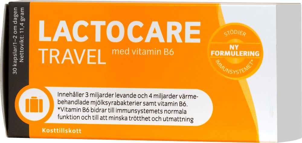 Lactocare Travel + Vitamin B6 30 kapslar