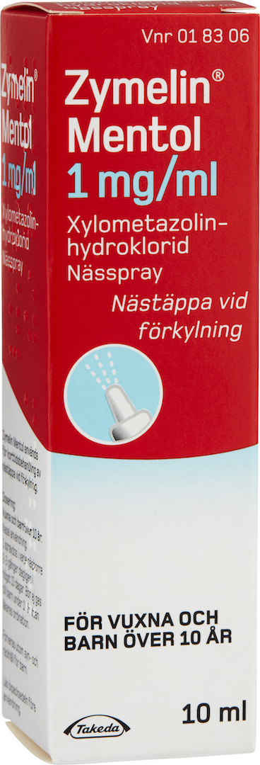 Zymelin Mentol nässpray, lösning 1 mg/ml 10 ml