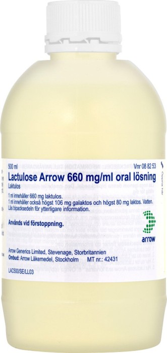 Lactulose Arrow, Oral lösning 660 mg/ml utan doseringskopp 500 ml