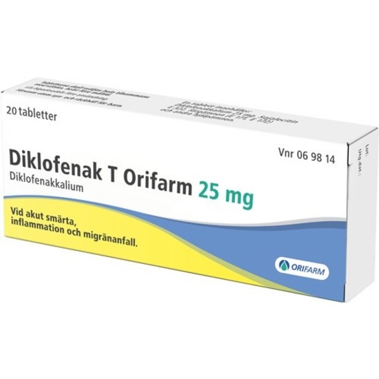 Diklofenak T Orifarm, filmdragerad tablett 25 mg 20 st