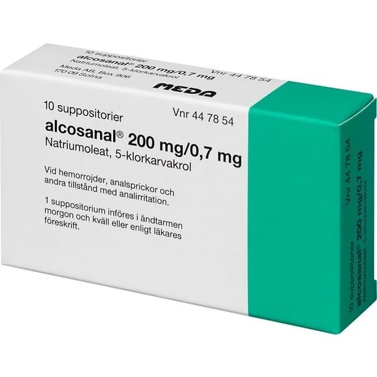 Alcosanal, suppositorium 200 mg 10 st