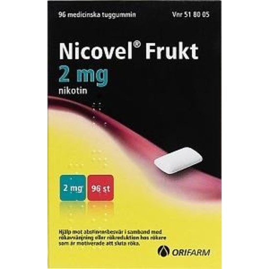 Nicovel Frukt, medicinskt tuggummi 2 mg 96 st