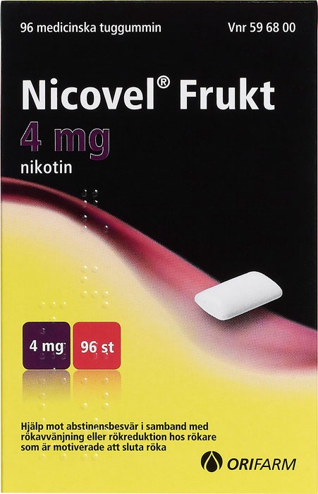 Nicovel Frukt, medicinskt tuggummi 4 mg 96 st