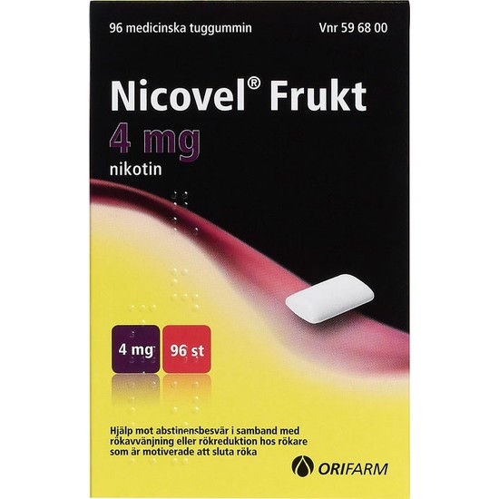 Nicovel Frukt, medicinskt tuggummi 4 mg 96 st