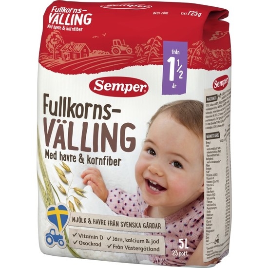 Semper Fullkornsvälling Med Havre & Kornfiber 1,5 år 5L