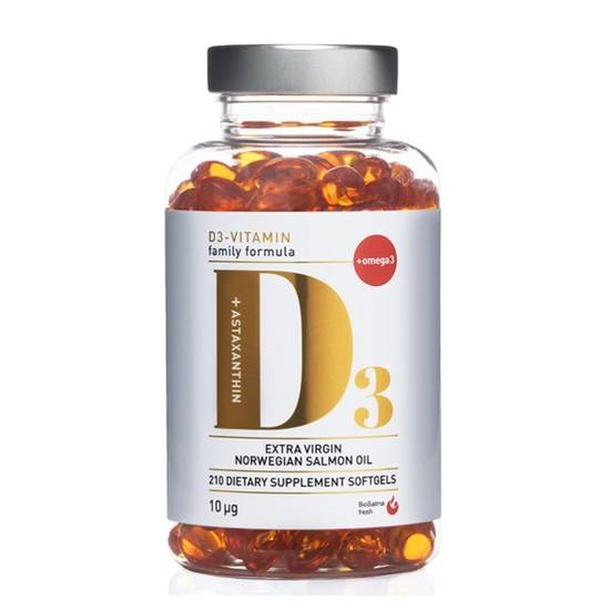 BioSalma D3-vitamin 10 µg 210 kapslar