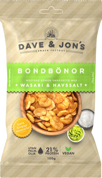 Dave & Jon´s Bondbönor Wasabi & Havssalt 100g