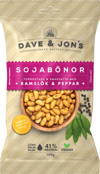 Dave & Jon´s Sojabönor Ramslök & Peppar 100g