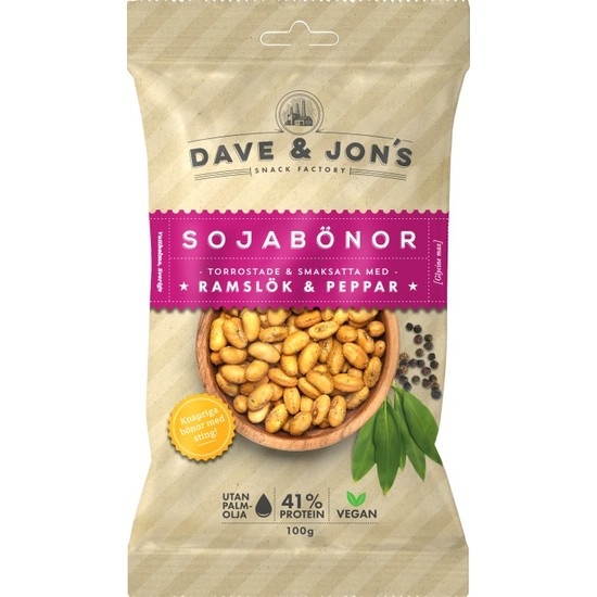 Dave & Jon´s Sojabönor Ramslök & Peppar 100g