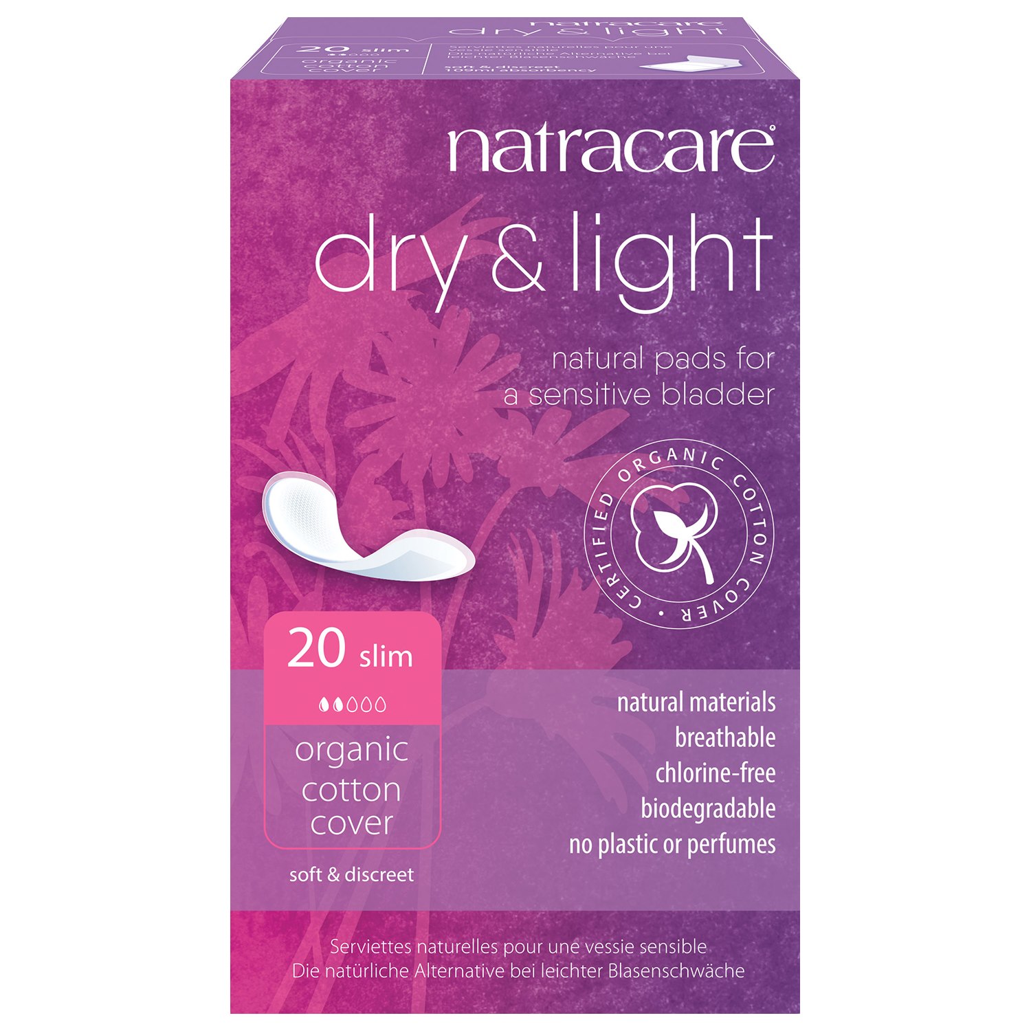 Natracare Ekologiska Inkontinensskydd Dry & Light Slim, 20 st