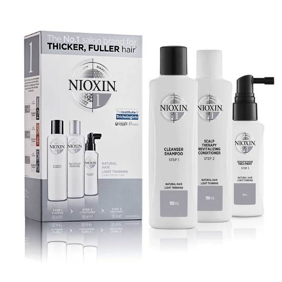 Nioxin Trial Kit System 1 för obehandlat naturligt tunt hår 150+150+50 ml