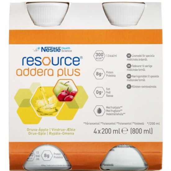 Resource Addera Plus Druva-Äpple 4x200 ml