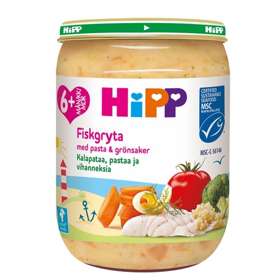 Hipp Fiskgryta m pasta/grönsak 6m 190g