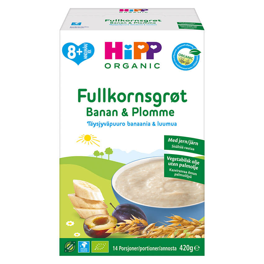 Hipp Fullkornsgröt Banan & Plommon 8m 270g