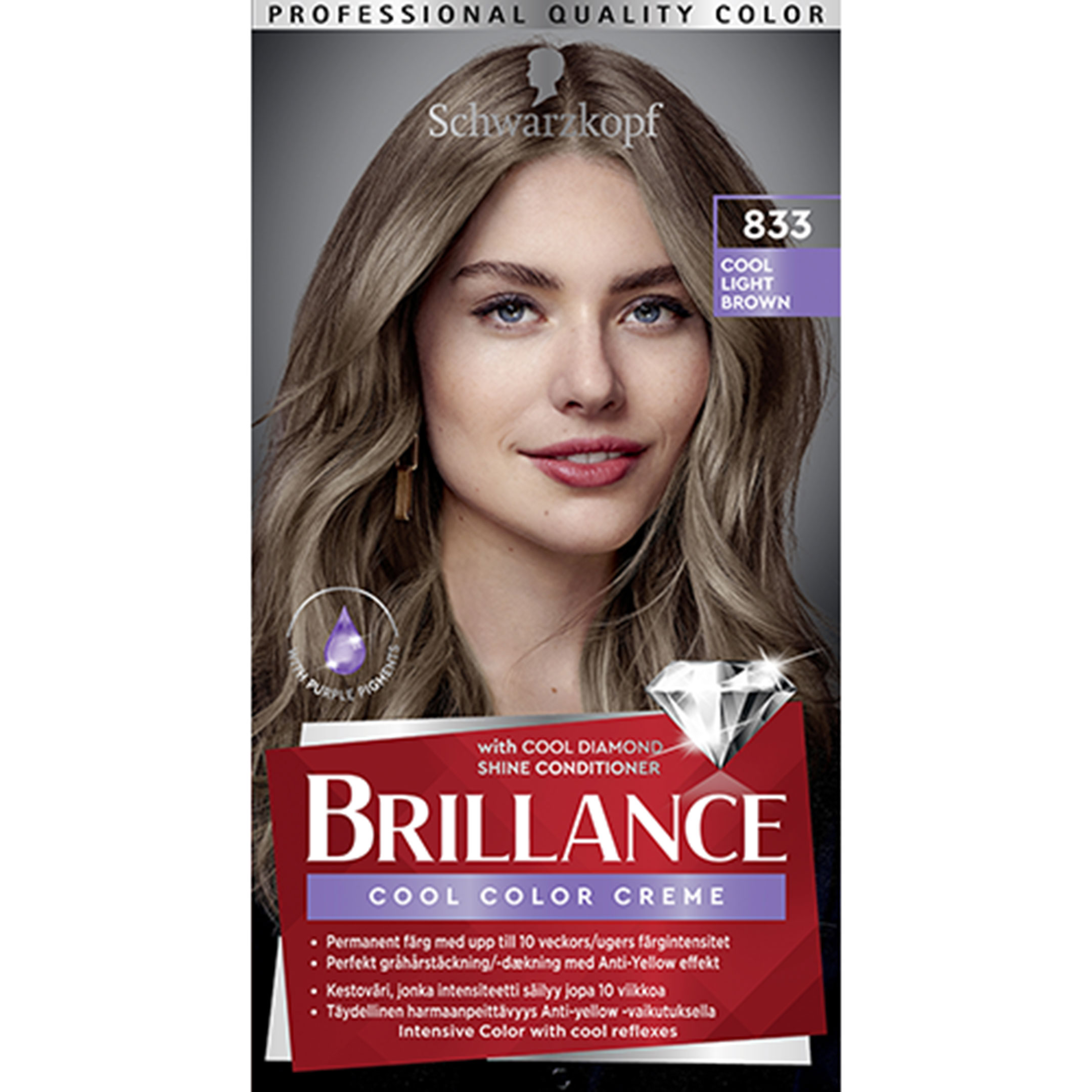 Schwarzkopf Brillance Hårfärg 833 Cool Light Brown 