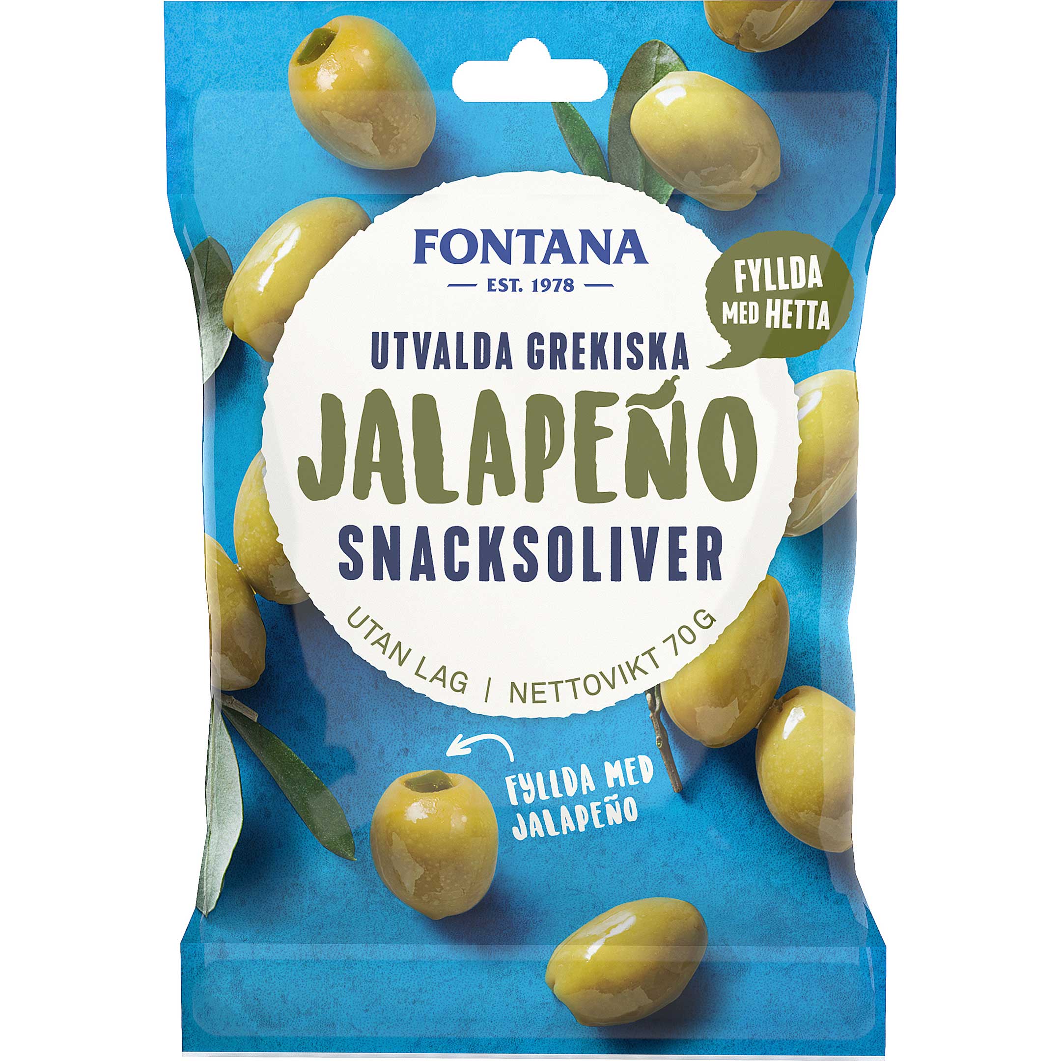 Fontana Grekiska Snacksoliver Jalapeno 70 g