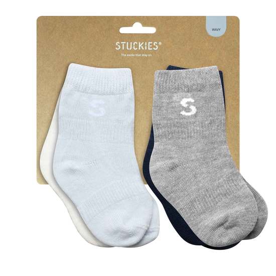 Stuckies Wavy Utan anti-slip 10/15 0-6 mån 4-pack