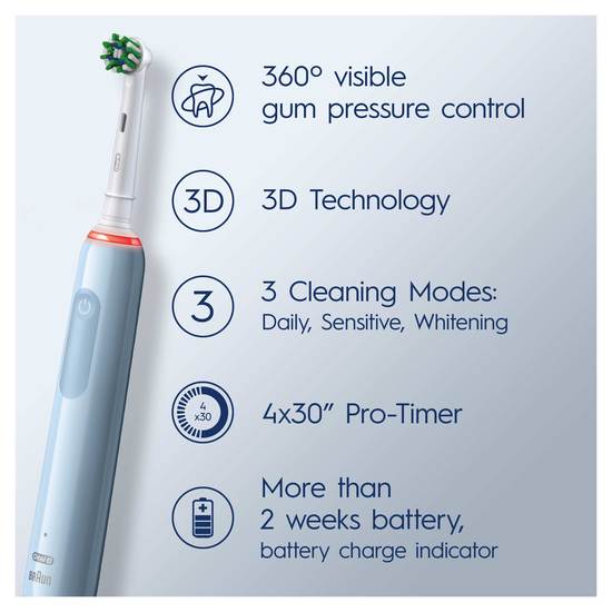 Oral-B Pro 3 3200S Blå Eltandborste med extra Tandborsthuvud