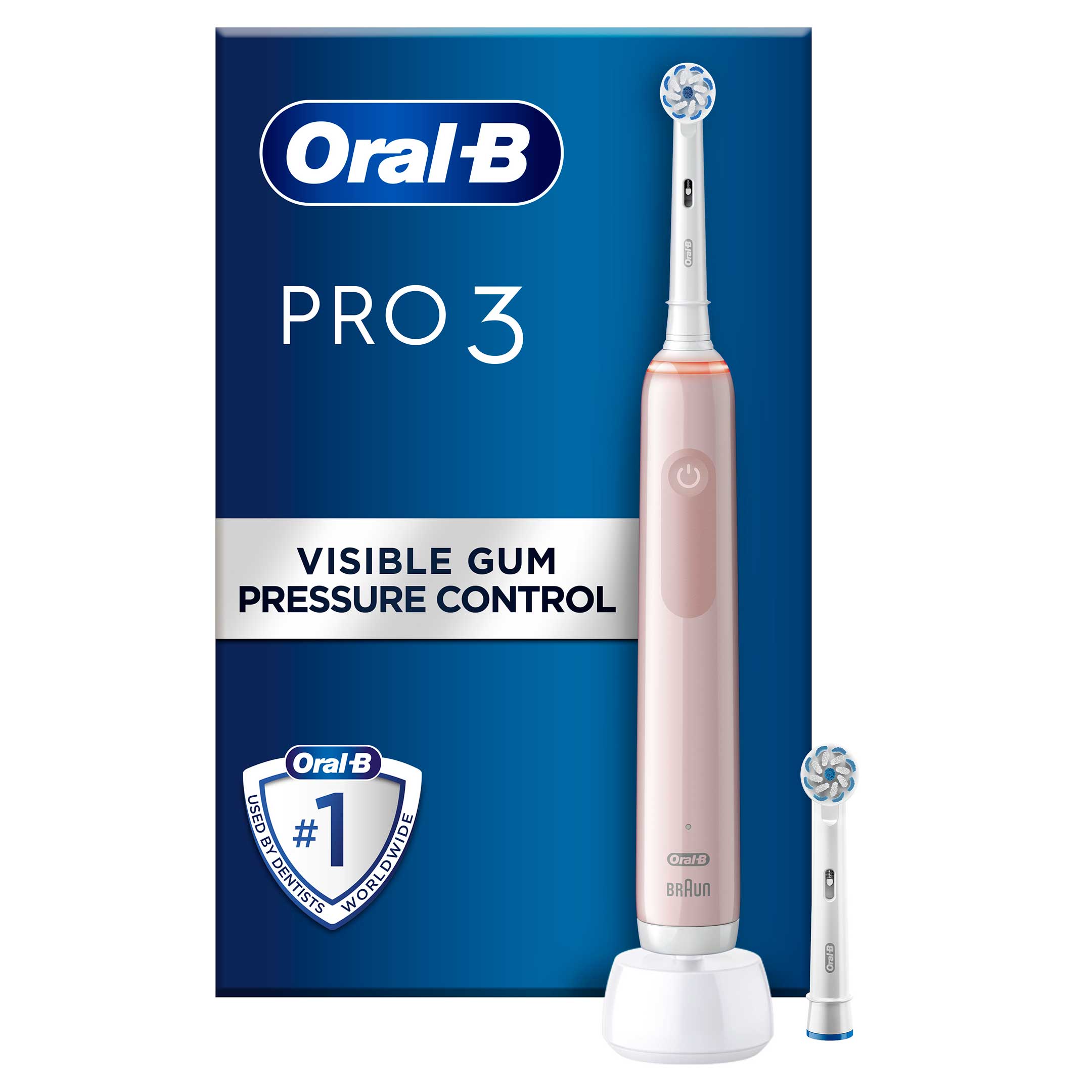 Oral-B Pro 3 3400N Rosa Eltandborste med extra Tandborsthuvud