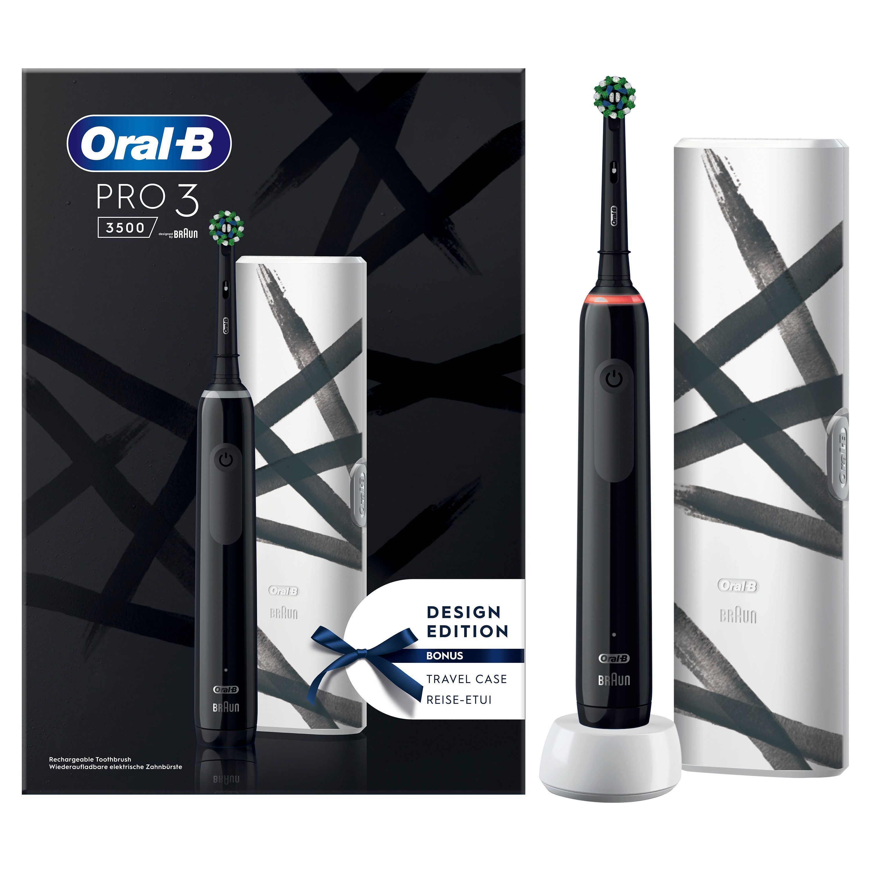 Oral-B Pro 3 3500 Svart Eltandborste med Resefodral
