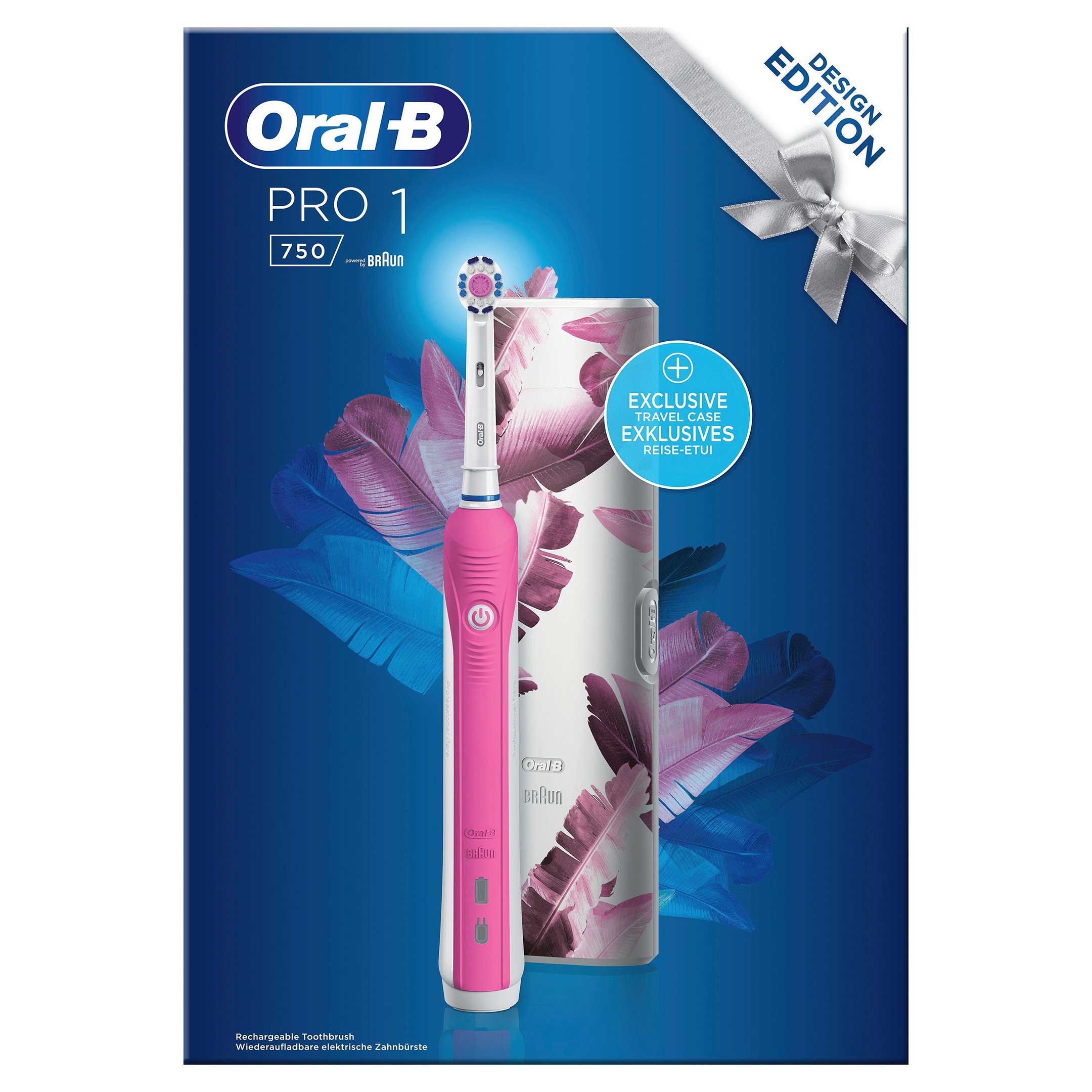 Oral-B Pro 1 750 Rosa  Eltandborste + Resefodral