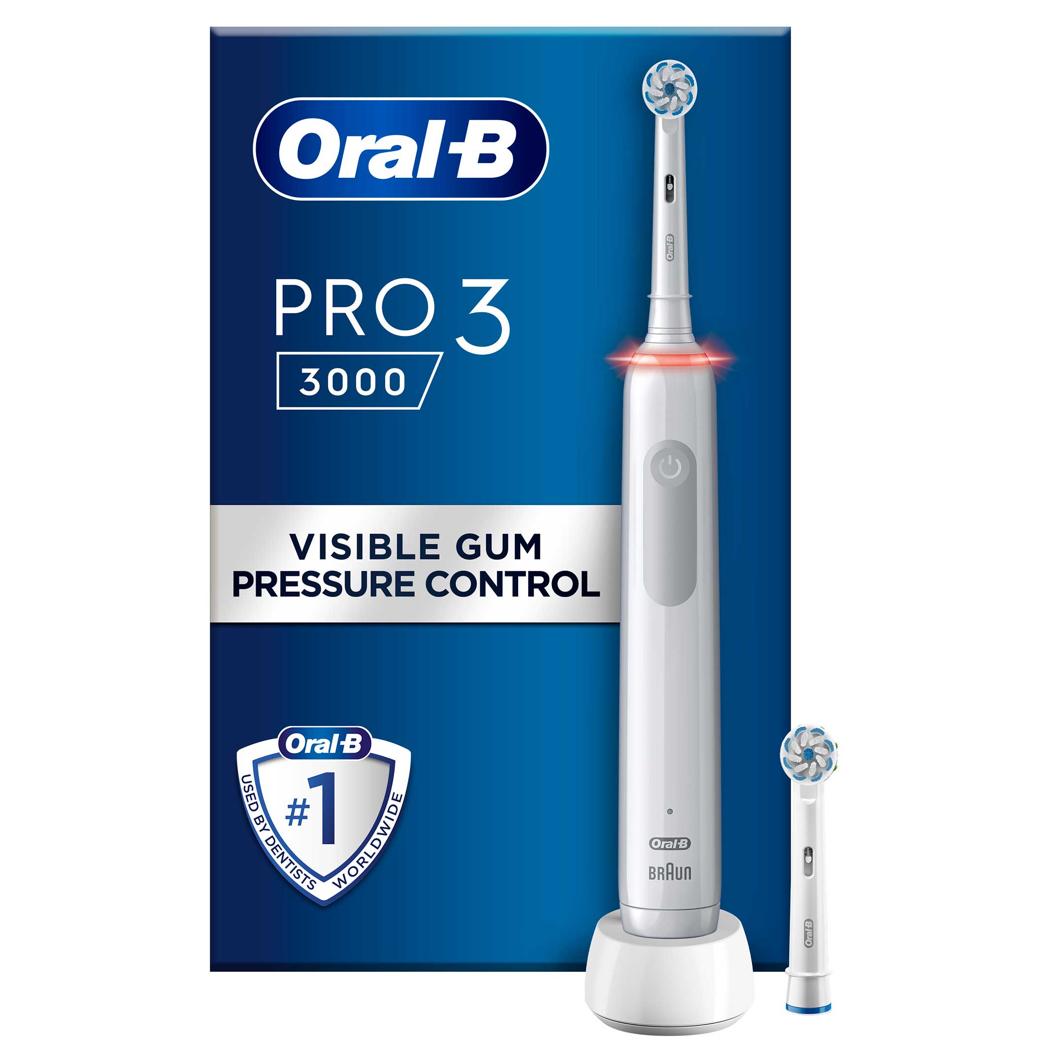 Oral-B Pro 3 3000 Vit Eltandborste med extra Tandborsthuvud
