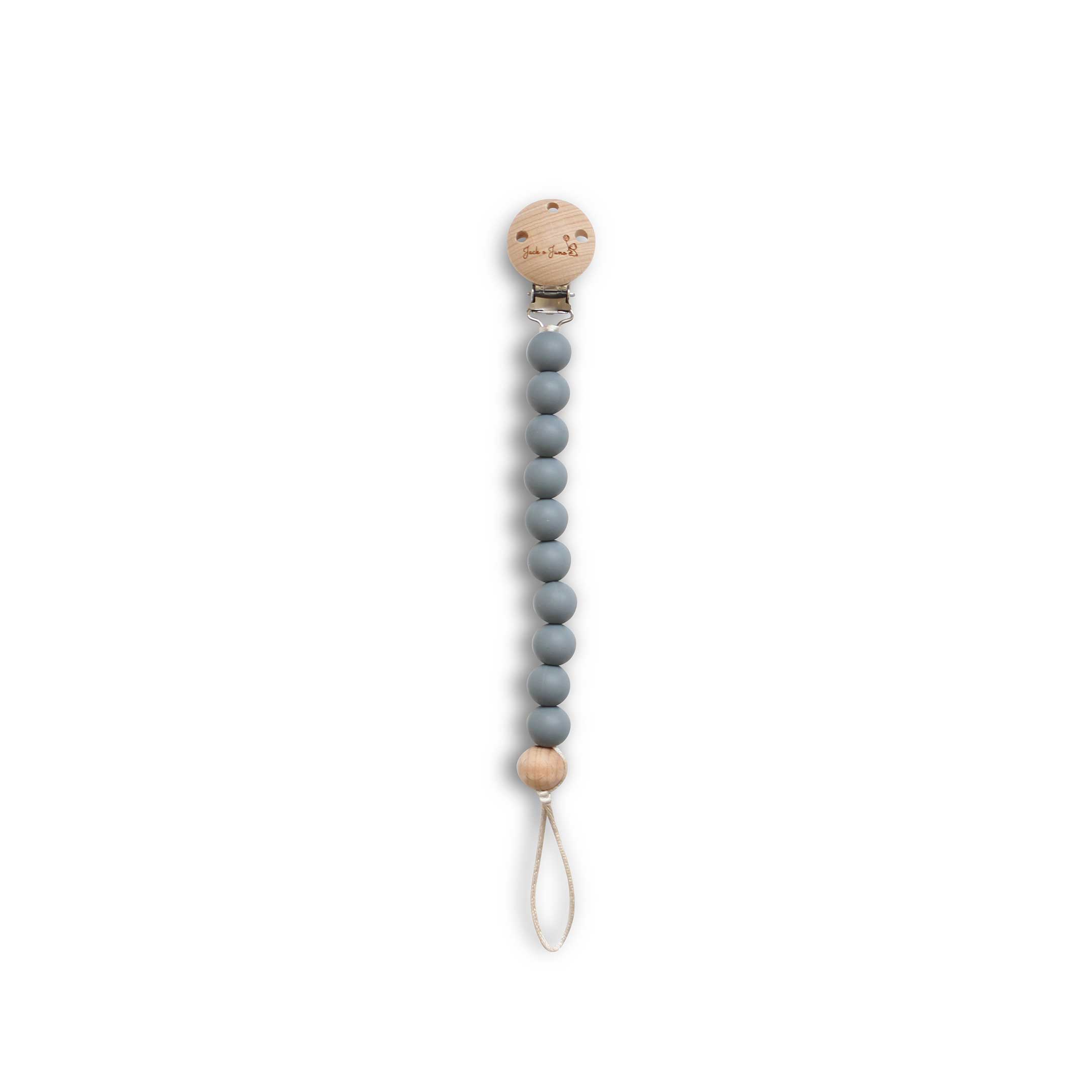 Jack o Juno Pacifier Clip Cloudy Grey