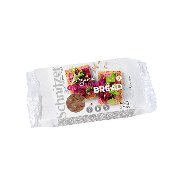 Schnitzer Glutenfritt Ekologiskt Bröd med frön Grainy Mix skivor 250 g