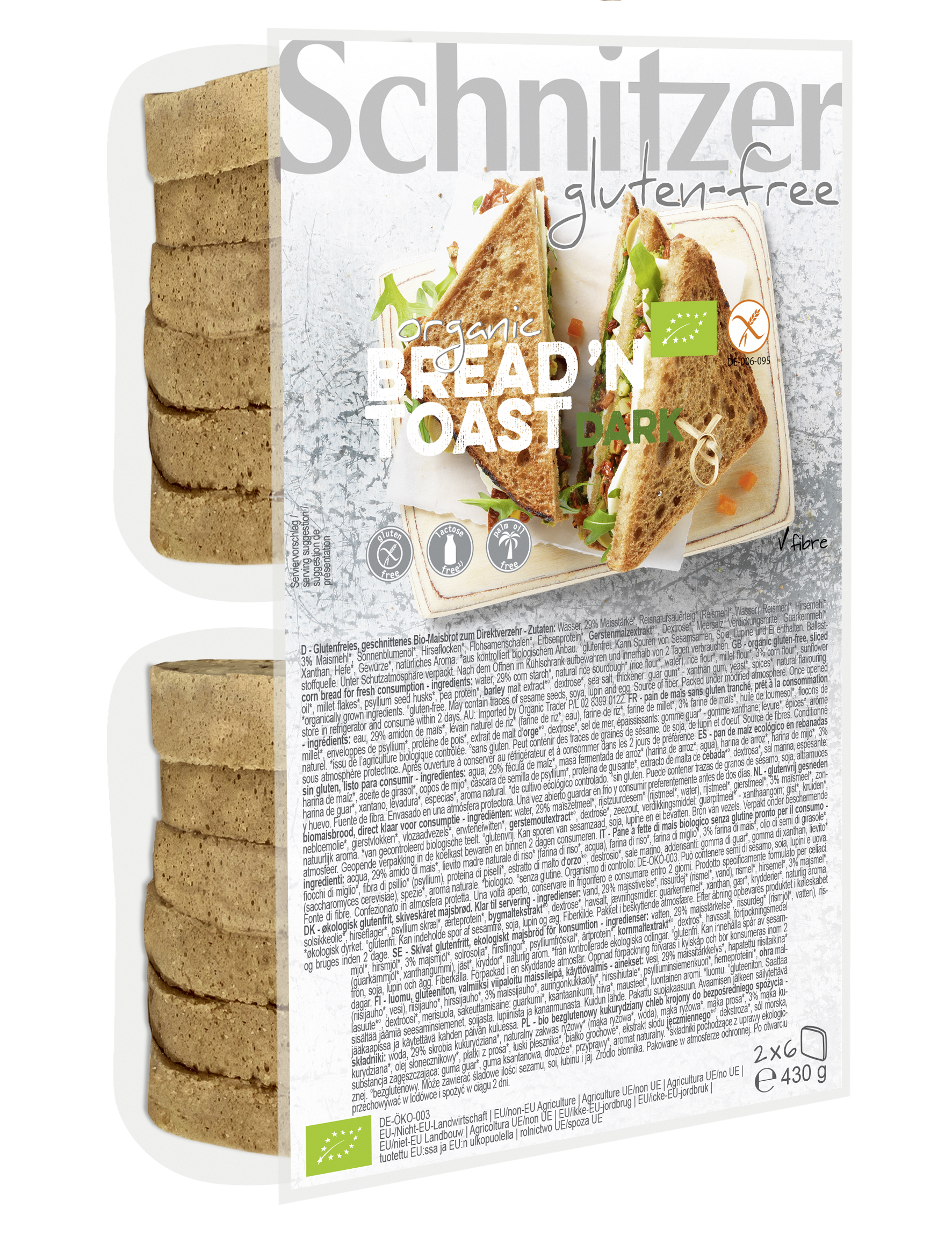 Schnitzer Glutenfritt Ekologisk Bread’n Toast Dark to Eat 400 g