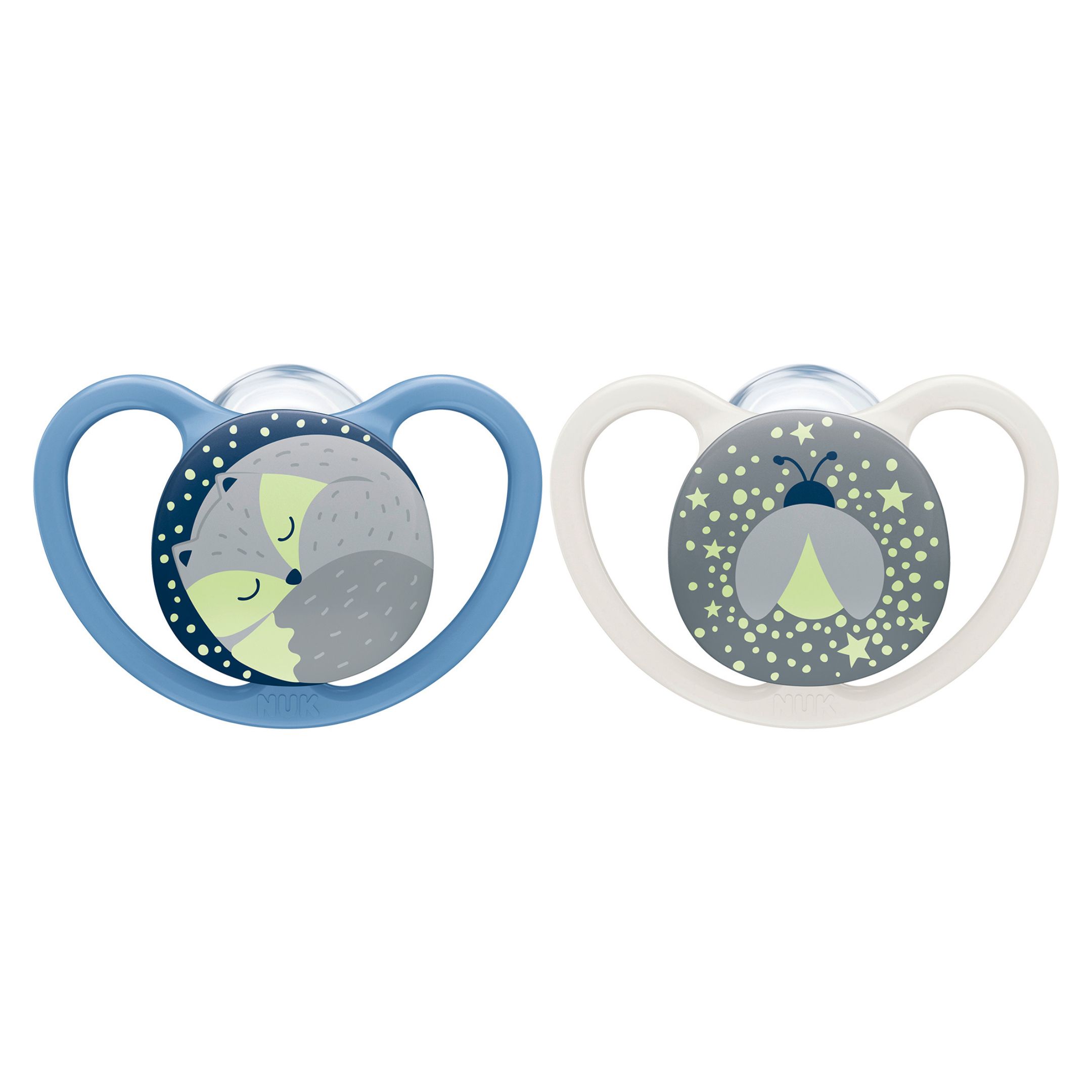 NUK Space Night & Day Silicon S1 Fox/Firefly 0-6 mån 2-pack