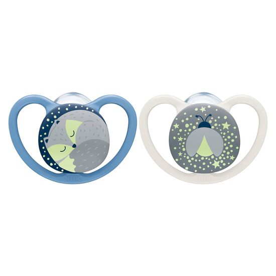 NUK Space Night & Day Silicon S2 Fox/Firefly 6-12 mån 2-pack