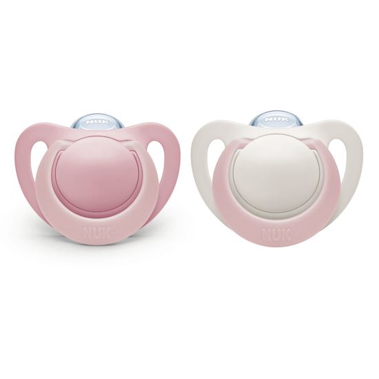 NUK Genius Silicon S1 Rose/White 0-6 mån 2-pack