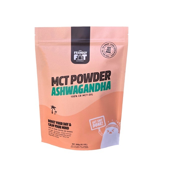 The Friendly Fat Company MCT-pulver med Ashwagandha 260 g