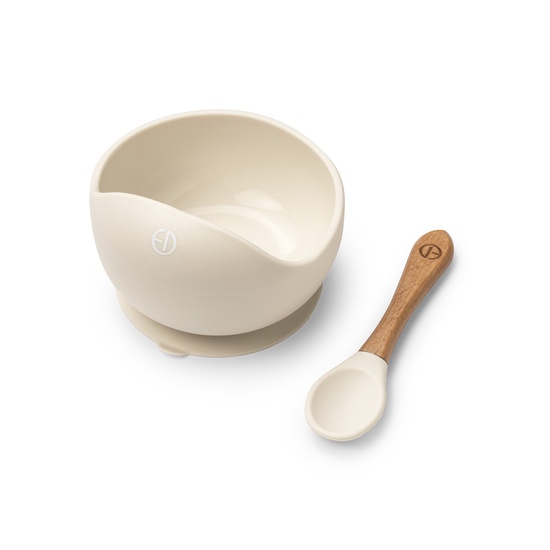 Elodie Silikonskål med sked Vanilla White