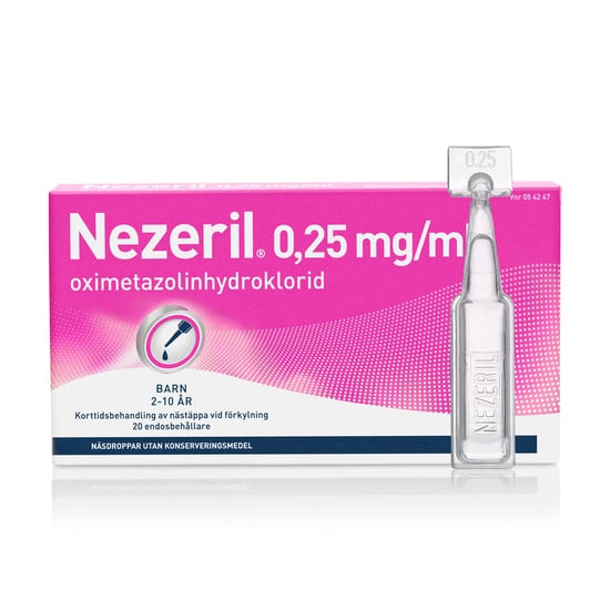 Nezeril, näsdroppar, lösning i endosbehållare 0,25 mg/ml 2 x 10 x 0,1 ml