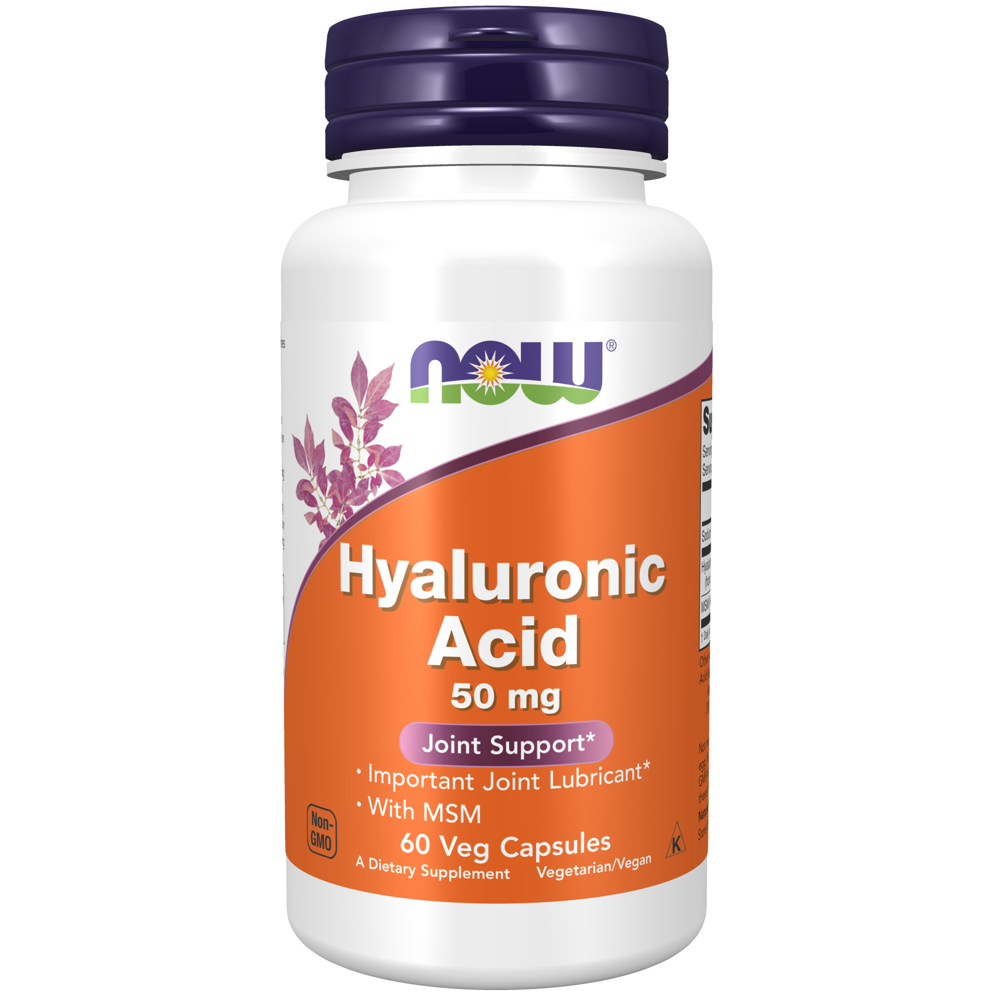 NOW Hyaluronic Acid 50 mg + MSM 60 vegkapslar