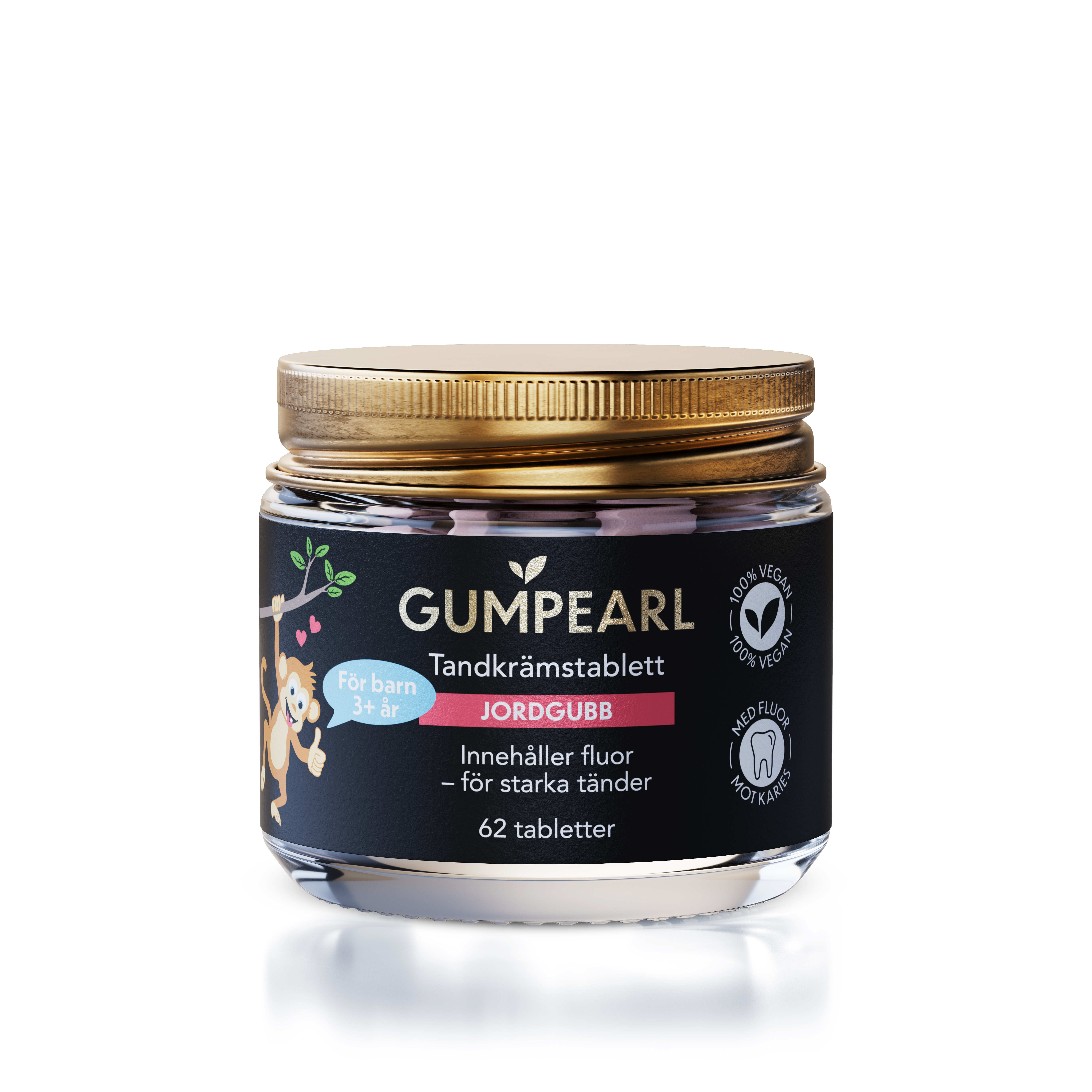 Gumpearl barn +3 år jordgubb tandkrämstablett 62 st