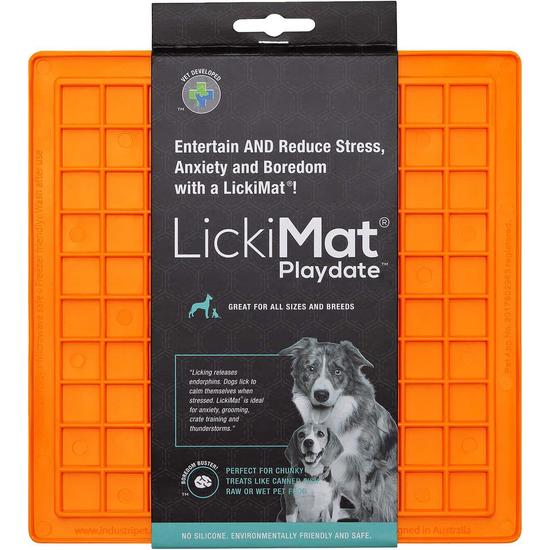 Lickimat Hundskål Playdate Orange 20x20 cm