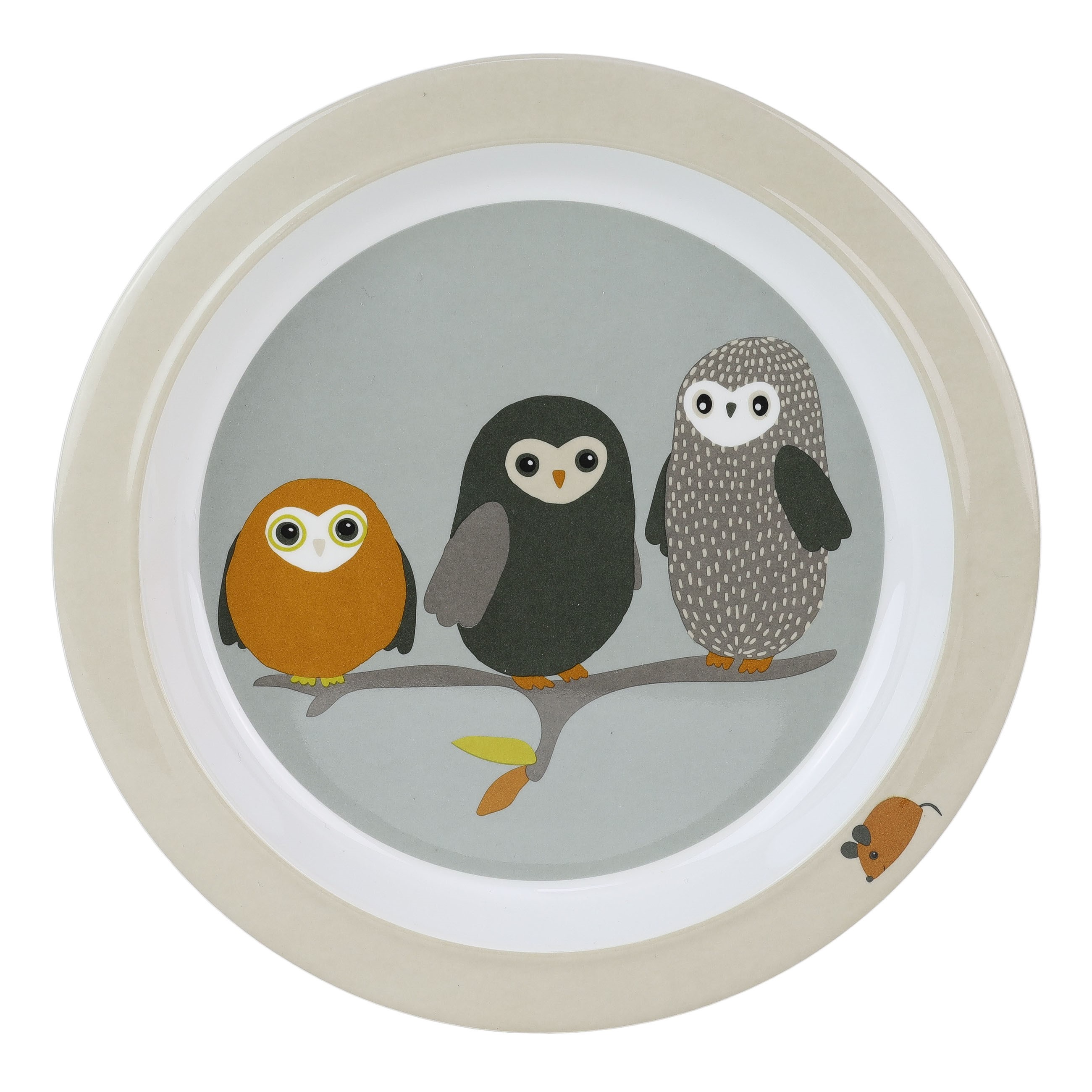 Rätt Start Owls Flat tallrik med halkskydd
