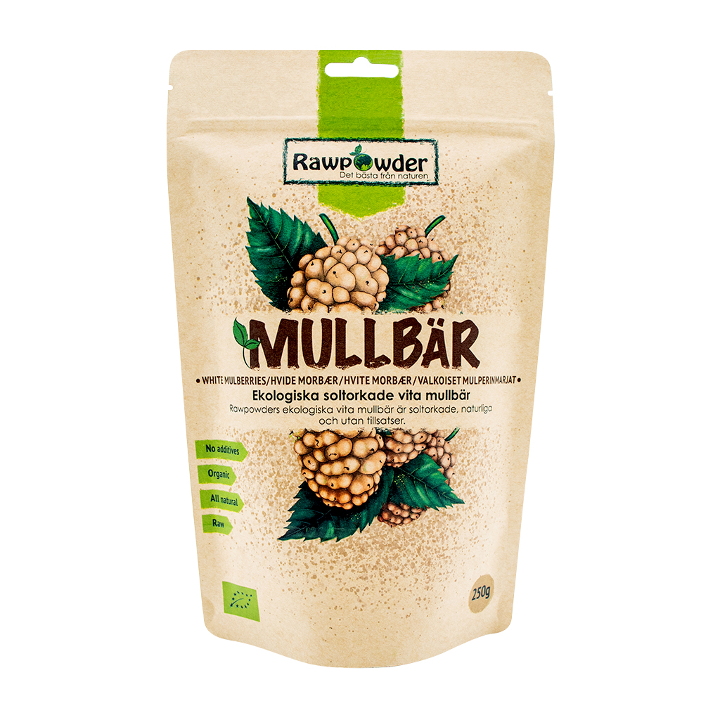 Rawpowder Torkade Vita Mullbär 250 g