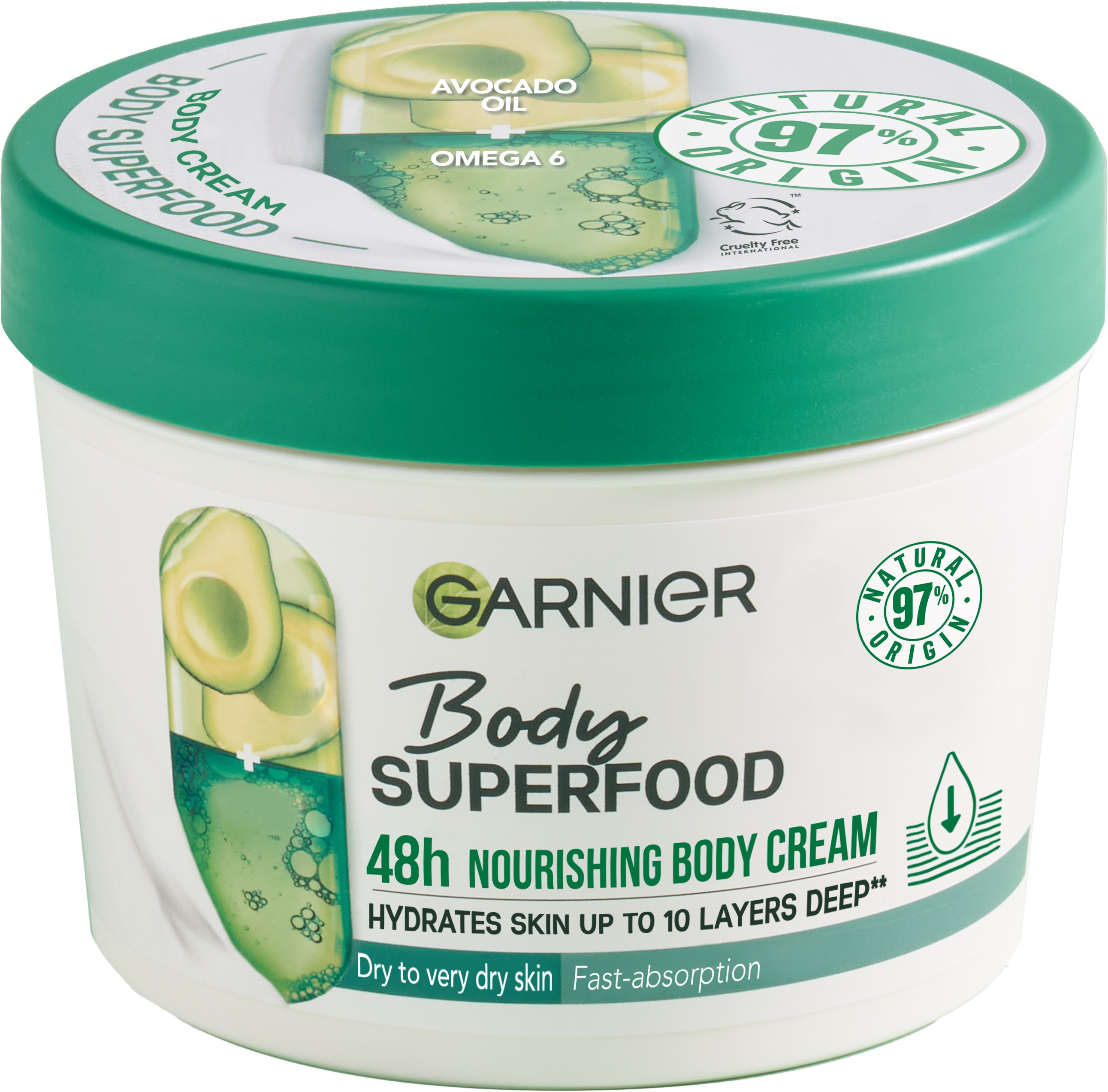 Garnier Body Superfood 80H Nourshing Cream Dry Skin 380 ml