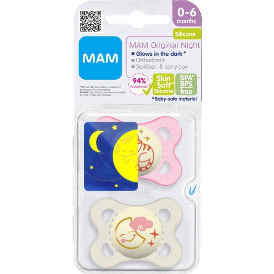MAM Night 0-6m Silicone 2-pack Färg/Motiv kan variera