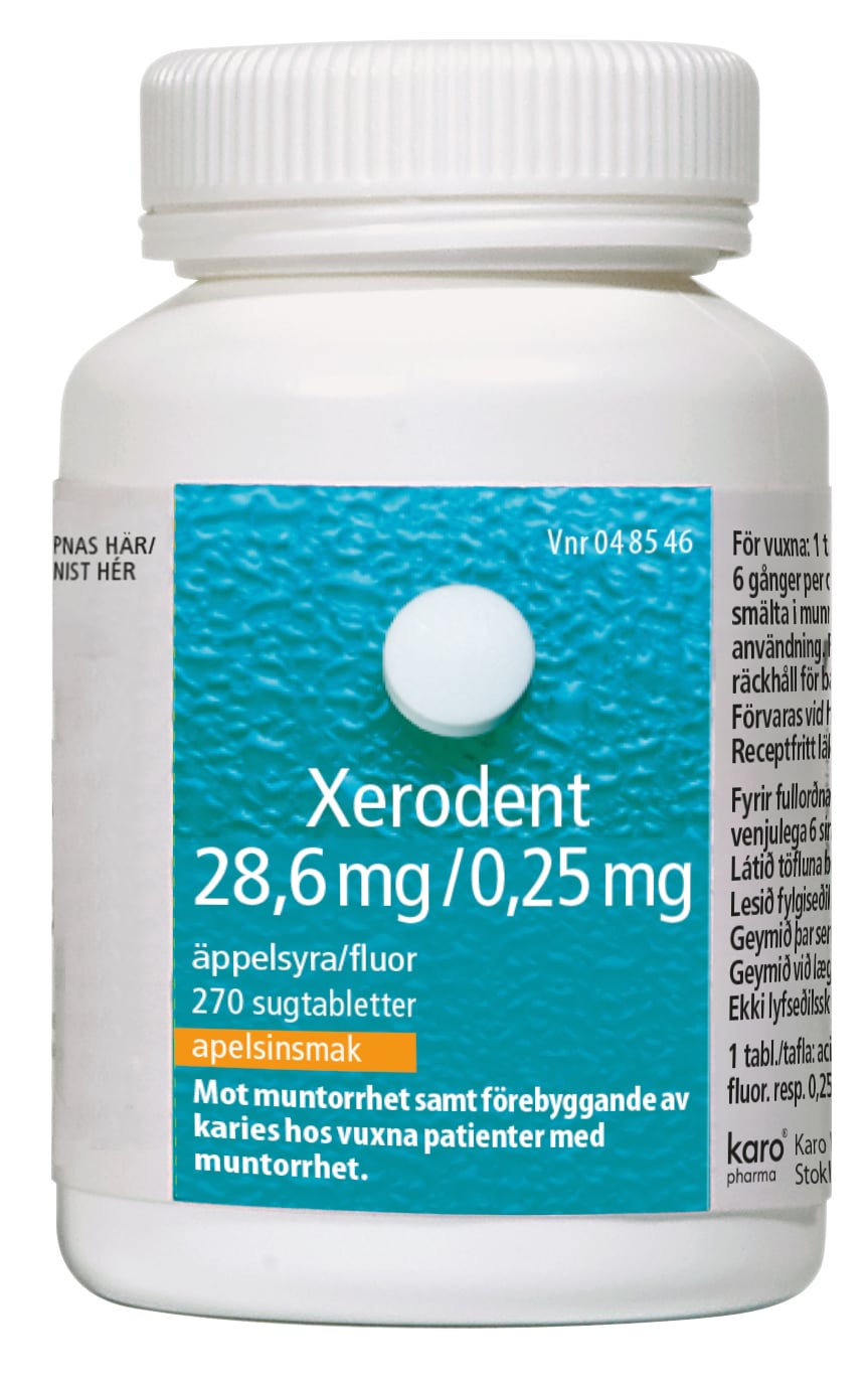Xerodent, sugtablett 28,6 mg/0,25 mg 270 st