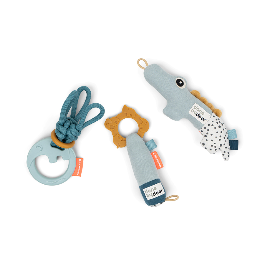 Done by Deer Done by Deer Tiny activity toys gift set Deer friends Blue
