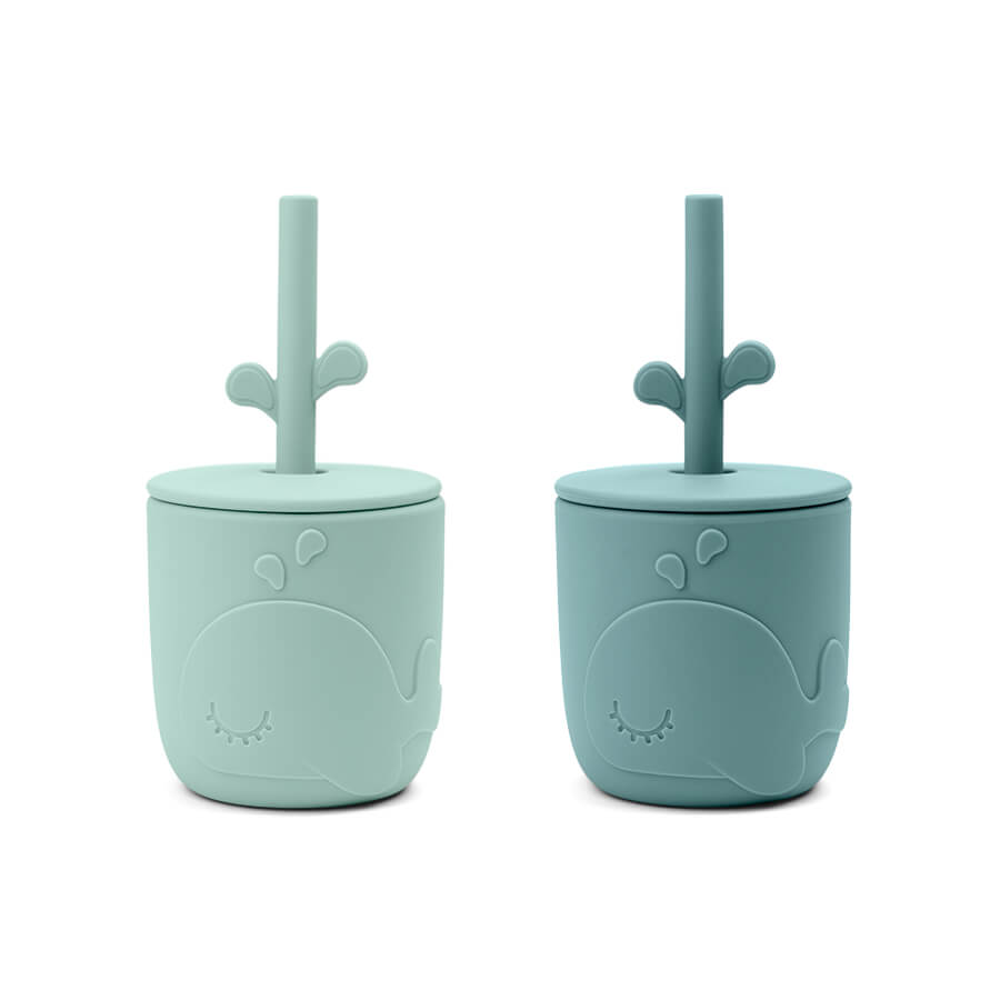 Done by Deer Peekaboo Sugrörsmugg Wally Blue 2-pack