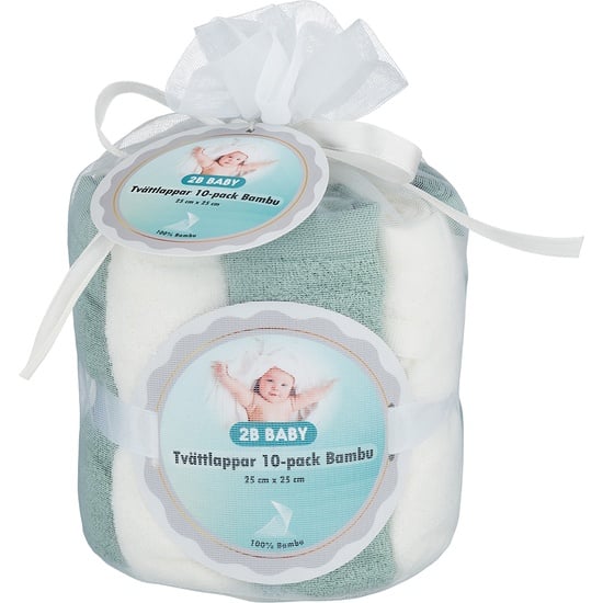 2B Baby Tvättlappar Bambu Granit Green 10-pack
