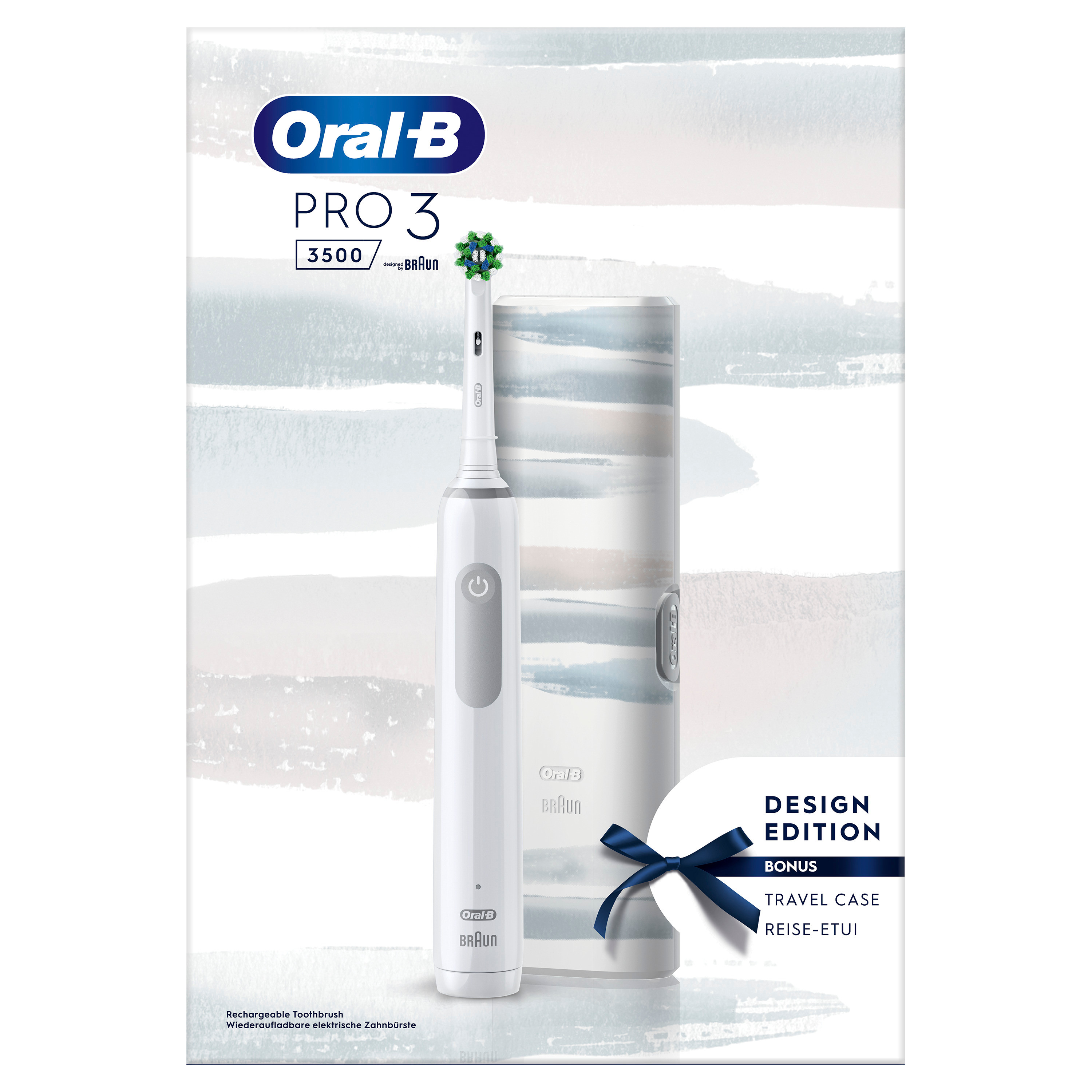 Oral-B Pro 3 3500 Vit Eltandborste 1 Resefodral Designed By Braun 1 Borsthuvud