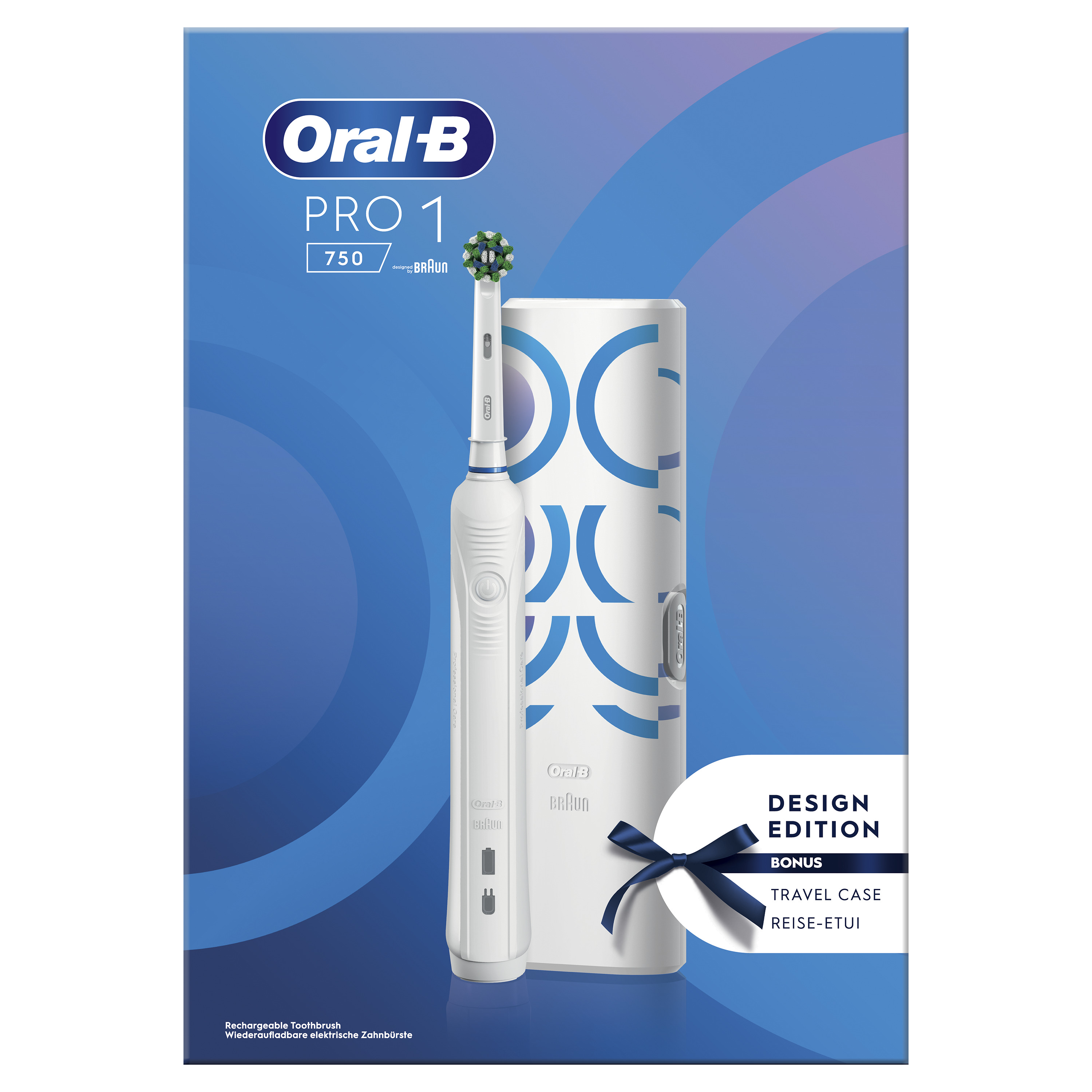 Oral-B Pro 1 750 Vit Eltandborste 1 Resefodral Designed By Braun 1 Borsthuvud